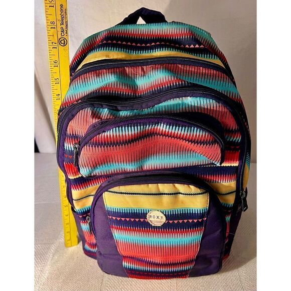 Roxy Bohemian Aztec Print Colorful Multi-Pocket Laptop Compartment Back - Picture 8 of 16